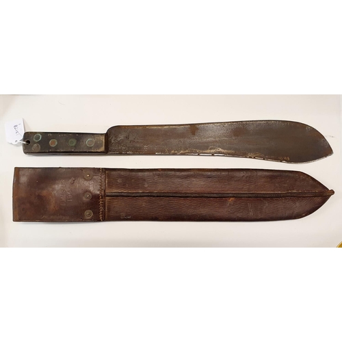 573 - A WWII period British Army Martindale pattern machete, the blade stamped with a British Broad Arrow ... 