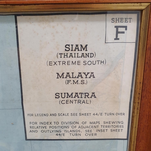 584 - A WWII scarf map of Siam, Malaya and Sumatra on silk, 97 x 60 cm, framed, and another (2)