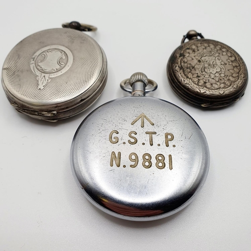 595 - A Leonidas open face pocket watch, with Arabic numerals and subsidiary seconds dial, in a plated cas... 