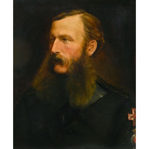 587 - A 19th century military portrait of Captain John Alfred Court, an officer, oil on board, 56 x 46 cm ... 