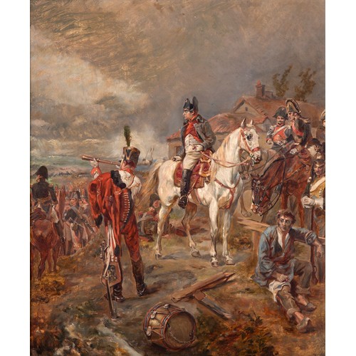 588 - Attributed to Ernest Crofts (British 1847-1911), Napoleon on a battleground, oil on canvas, 53 x 44 ... 