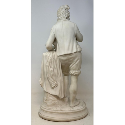 1013 - A Parian figure, of a musician, 46 cm high