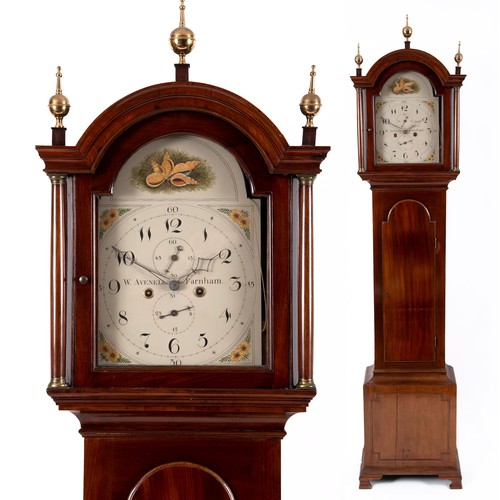 1263 - A longcase clock, the painted dial with subsidiary seconds and date dials, fitted an eight day movem... 