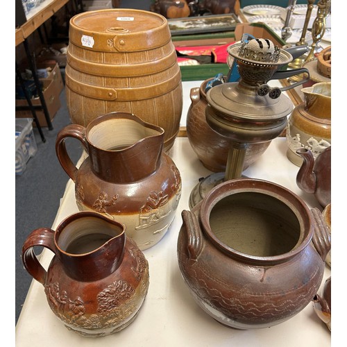 1068 - A large group of assorted stoneware, various meat plates, oil lamps and other items (qty)