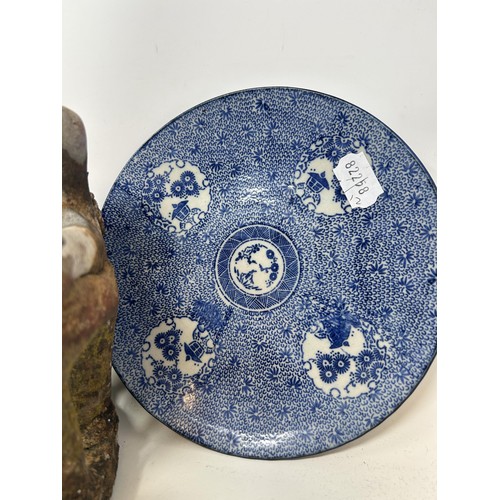 1093 - A Chinese famille rose plate, decorated flowers and fruit, star crack to base, 22 cm diameter, two o... 