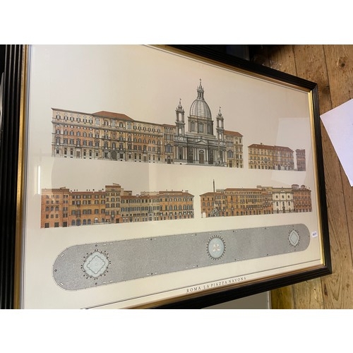 1054A - A print of the Basilica Di San Pietro, 65 x 96 cm, and two other prints (3)