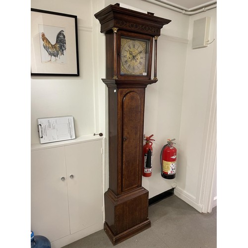 1265 - A longcase clock, the brass dial signed Will Snow, with a silvered chapter ring and a date aperture,... 