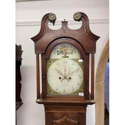 1266 - A longcase clock, the painted dial with Arabic numerals, a subsidiary date aperture and seconds dial... 