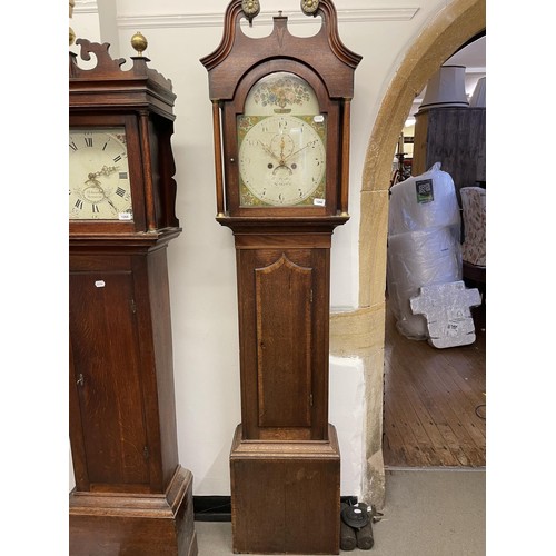 1266 - A longcase clock, the painted dial with Arabic numerals, a subsidiary date aperture and seconds dial... 