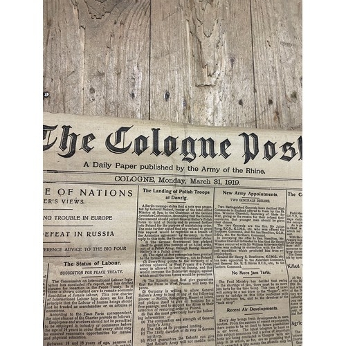 520 - The first copy of The Cologne Post, A Daily Paper Published by The Army of The Rhine, March 31st 191... 