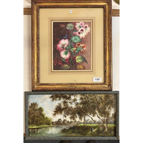 643 - A 19th century painted porcelain plaque, Still Life with Flowers, 22 x 17.5 cm, and another, J Frome... 