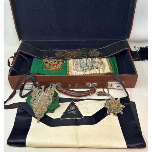 718 - A Knights Templar apron, 19th century items of the Ancient Order of Foresters, and a Masonic ceremon... 