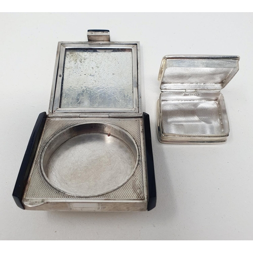 762 - A Masonic silver pill box and a silver compact (2)