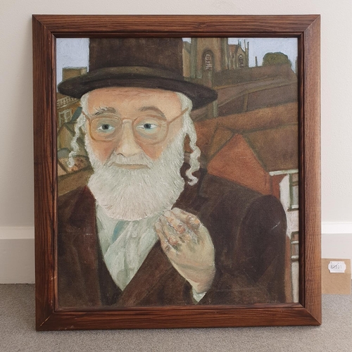 190 - S Atman, portrait of a Jewish man, oil on board, signed in pen verso, 44 x 40 cm