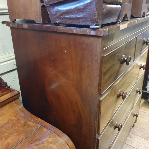 860 - A 19th century mahogany chest, having two short, and three long drawers, 115 cm wide