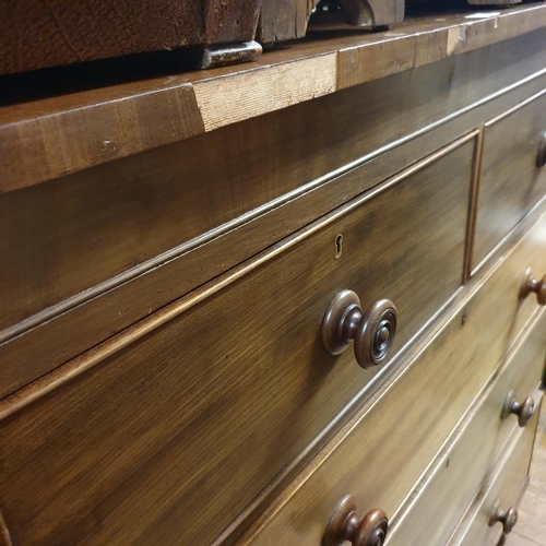 860 - A 19th century mahogany chest, having two short, and three long drawers, 115 cm wide