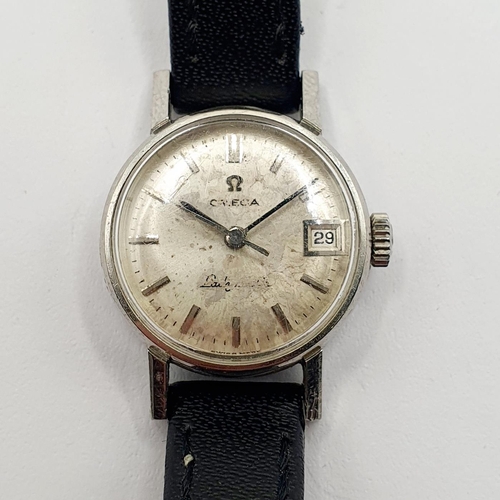 247 - A ladies stainless steel Omega automatic wristwatch, on a later leather strap