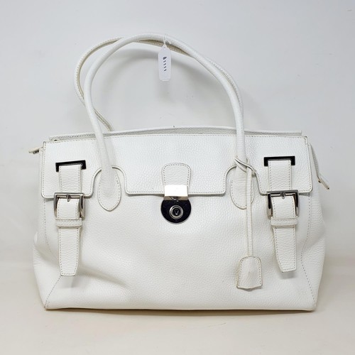 677 - A Jaeger of London white leather handbag and cover, a Ri2K black leather handbag and cover, a Ri2K w... 