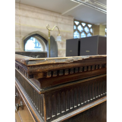 993 - A 19th century mahogany tallboy chest on chest, the top having two short and three long drawers, on ... 