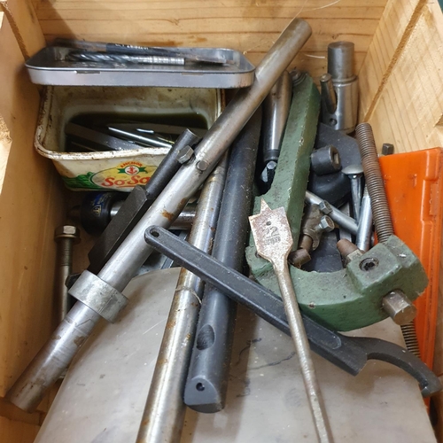 504 - A group of assorted drill bits and other tools (box)  
Note: From a deceased estate, being sold with... 