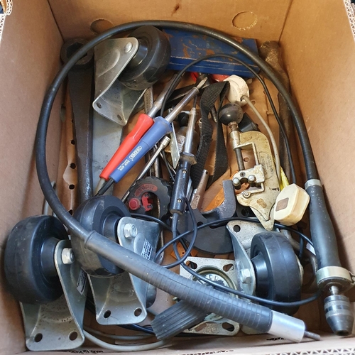 511 - Assorted hand and other tools, in three boxes, and a pair of metal car ramps Note: From a deceased e... 