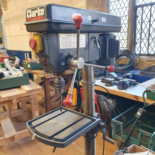 521 - A Clarke Metalworker pillar drill, model CDP451F, on a stand with a swivel/tilt table Note: From a d... 