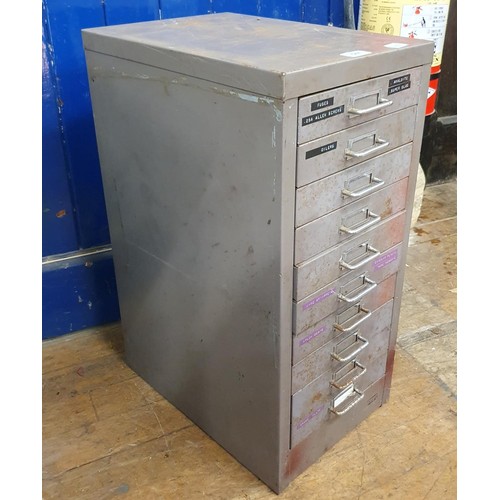 547 - Assorted tools and other items, in a painted metal filing cabinet, 29 cm wide