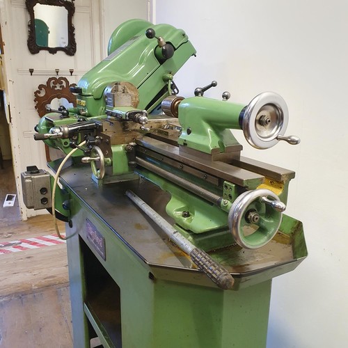 554 - A Myford Super-7 lathe, on a stand with wheels, 145 cm high   
Note:  Due to the weight of this lot,... 