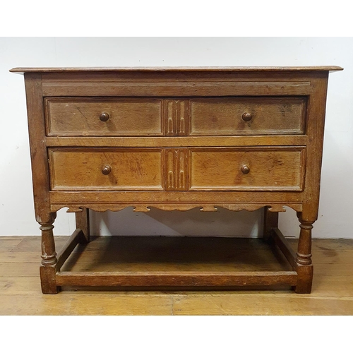 30 - A Heals style light oak chest of three drawers, 107 cm wide, and matching chest of two drawers, 107 ... 