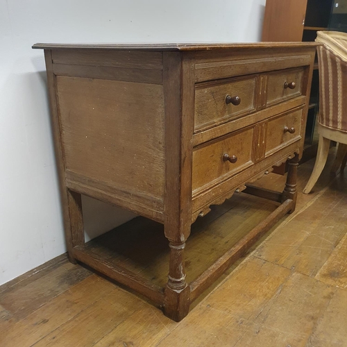 30 - A Heals style light oak chest of three drawers, 107 cm wide, and matching chest of two drawers, 107 ... 