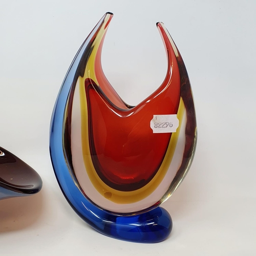 70 - A Murano multi-coloured glass vase, 26 cm high, and two others (3)