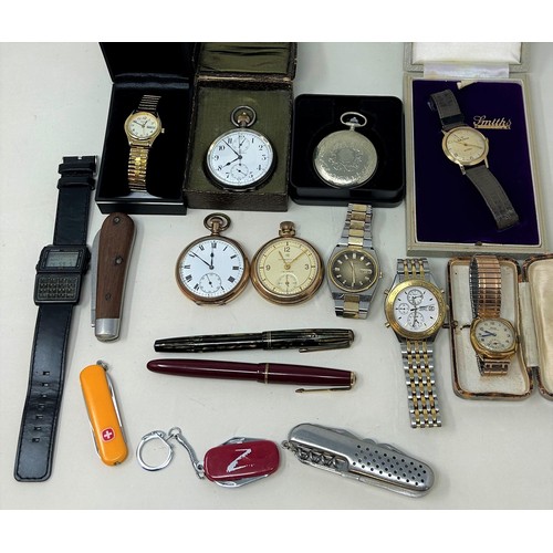 764 - Assorted watches, pens and penknives