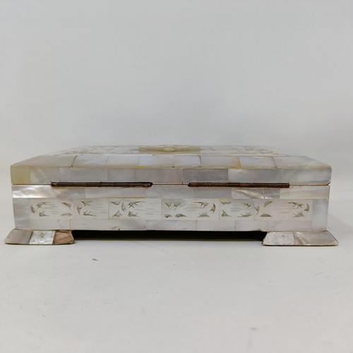 607 - A mother of pearl decorated card box, 17 cm wide