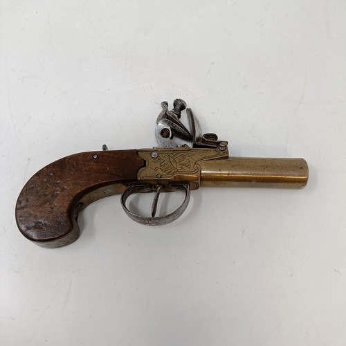 608 - A flintlock pistol muff type pistol, 16 cm