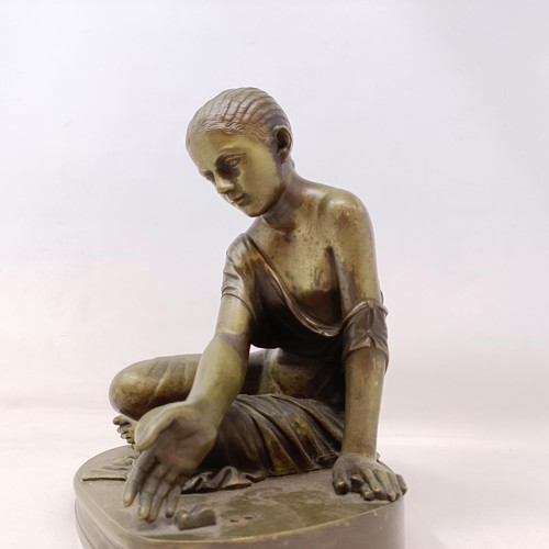 610 - A bronze figure, of a young girl, 21 cm high