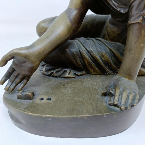 610 - A bronze figure, of a young girl, 21 cm high