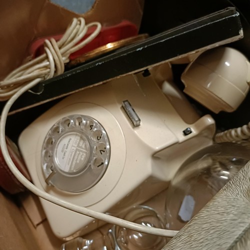 704 - A vintage telephone, and assorted other items (box)