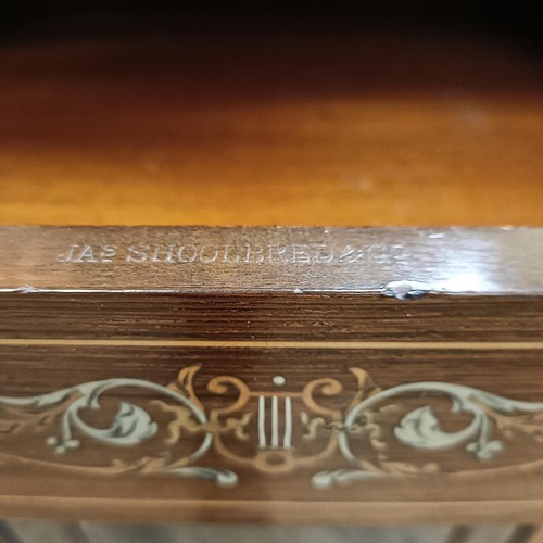 961 - A late 19th/early 20th century rosewood music cabinet, by James Shoolbred & Co, stamped on the drawe... 