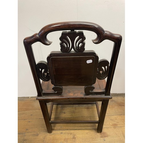 877 - A Chinese carved hardwood single chair