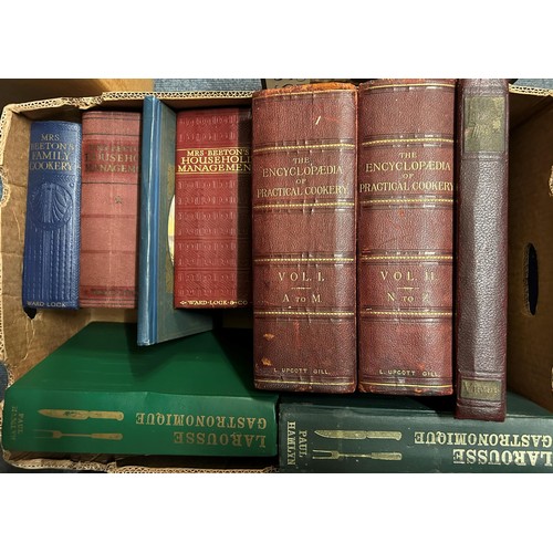 410 - Upcott Gill (L), The Encyclopedia Of Practical Cookery, two leather bound vols, and assorted cookery... 