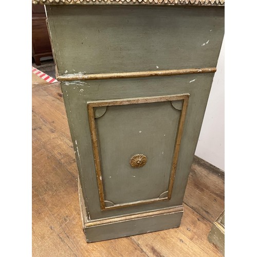 905 - A pair of Continental painted bow front chests, having four drawers, 78 cm high x 68 cm wide