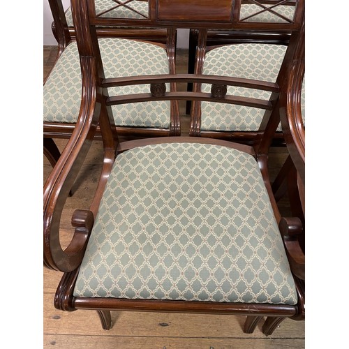 911 - A set of eight mahogany bar back dining chairs, with drop in seats (6+2)