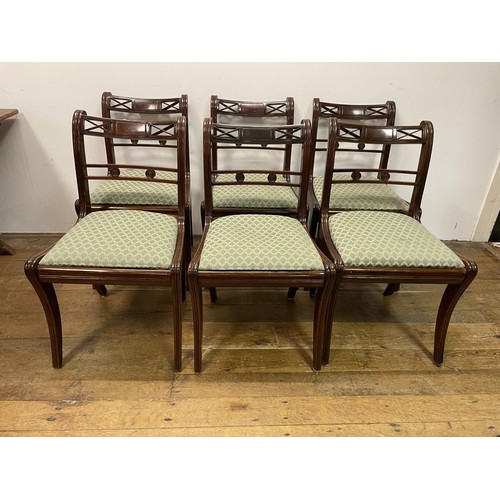 911 - A set of eight mahogany bar back dining chairs, with drop in seats (6+2)