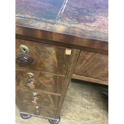 956 - A late 19th century mahogany kneehole writing desk, of nine drawer configuration, 105 cm wide