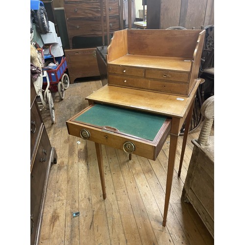 979 - A 19th century satinwood bonheur du jour, the superstructure with three drawers on a base with a sin... 