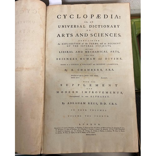 401 - Chambers (E) Cyclopedia Or An Universal Dictionary Of Arts And Sciences, published 1786, leather bou... 