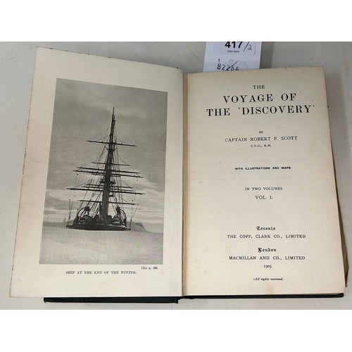 417 - Scott (Captain Robert F), The Voyage of the Discovery, 1905, 2 vols., with a map, decorated cloth (2... 