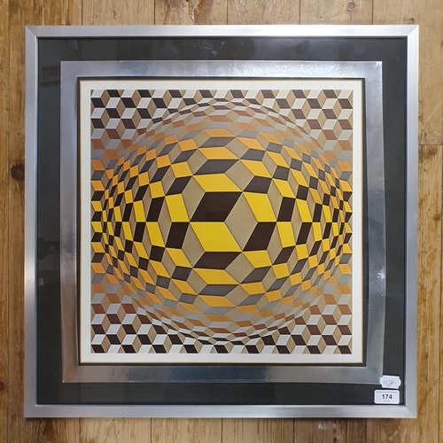 174 - A Victor Vasarely geometrical abstract print, 43 x 45 cm