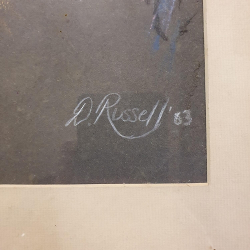 187 - D Russel, a study of a man, pastel, signed and dated 63, 53 x 40 cm