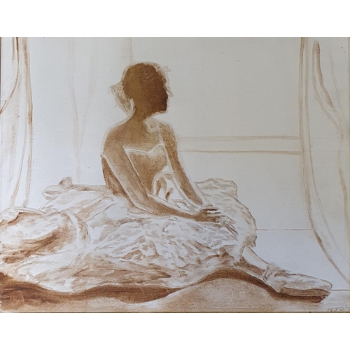 189 - A study of a ballerina, oil on canvas, initialed JO '69, 39 x 52 cm